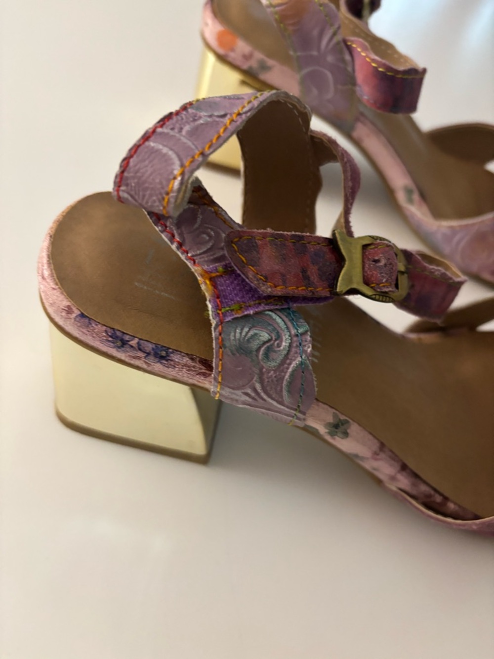 L'Artiste 38(7.5) Floral Embellished Block Heel, Avant-garde, bohemian, fairy - Picture 6 of 12
